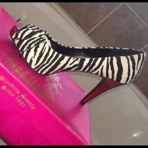 Candies Red Black and White Zebra Heels
